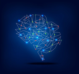 Abstract brain graphic with trace and spot lights activity
