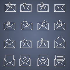 Mail icons,  thin line design