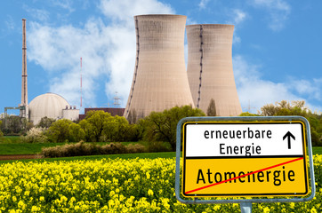 erneuerbare Energie /Atomkraft Schild