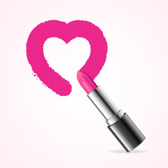 Heart with Pink  Lipstick. Vector