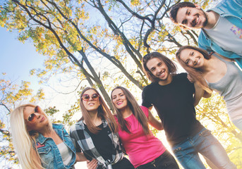 Group of young people having fun outdoors 