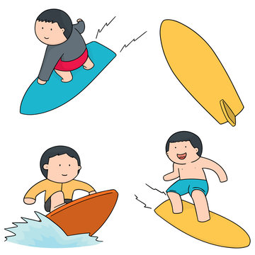 vector set of surfer