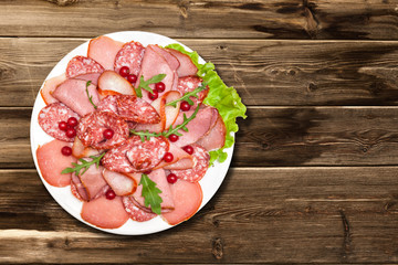 Sausage platter on the table