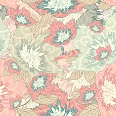 Möbelaufkleber Floral Seamless Colored Pattern © Olga Altunina