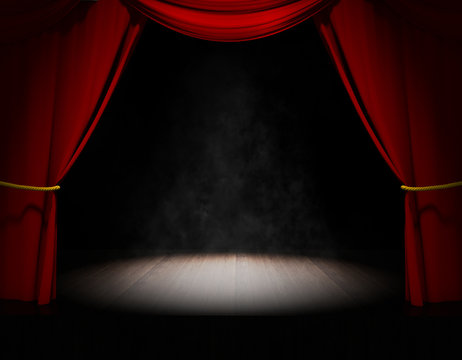 Smoky stage with curtains