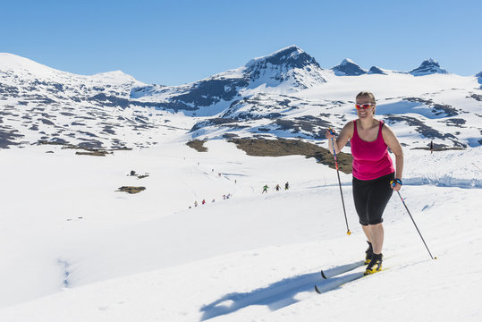 Man skiing