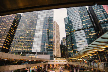 Fototapeta premium Hong Kong, China - March 16, 2016: Hong Kong city center in a busy day.