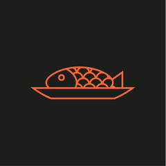 Fish on a plate line logo modern flat vector illustration