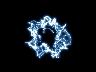 Blue abstract shockwave on black background, 3d illustration.