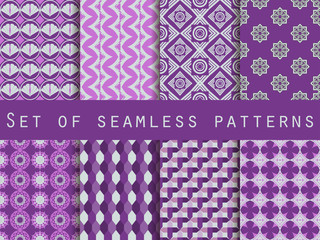 Set of seamless patterns. The pattern for wallpaper, tiles, fabrics and designs. Vector.