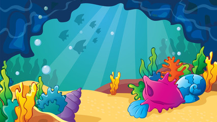 Naklejka na ściany i meble Cartoon Sea Cave With Shells
