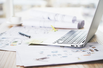 Laptop on table side © peshkova