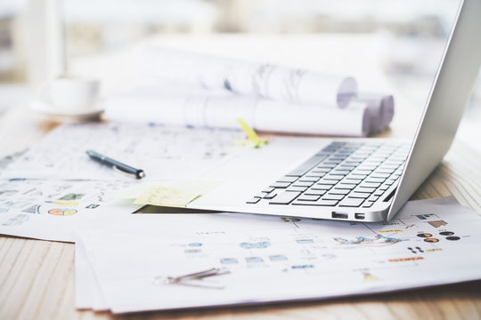 Laptop on table side
