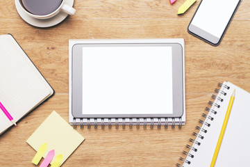 Tablet on spiral notepad