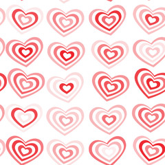 Fototapeta na wymiar red striped heart on white background Valentine's day, wedding seamless pattern. vector