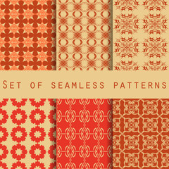 Set of ethnic seamless patterns. The pattern for wallpaper, tiles, fabrics and designs. Vector.