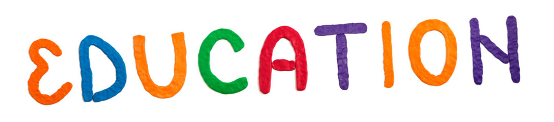 Education, inscription made of plasticine