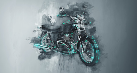 Classic motorcycle bike in gray