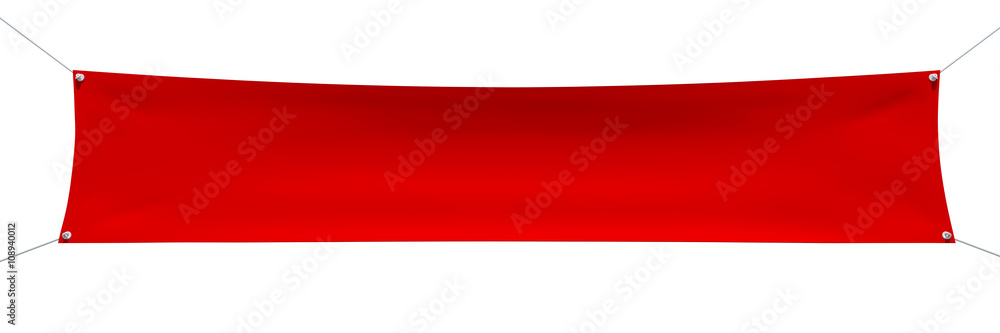 Wall mural empty red banner with corners ropes