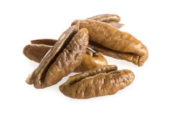 Pecan nuts isolated on white