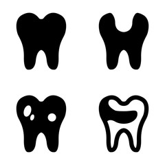 Vector black teeth icons set on white background. Tooth icon, dental  signs.