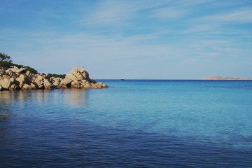 View of sea on the island of Sardinia in Italy. Located in the northern part of the island at Olbia.