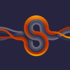 Abstract curve, orange and grey line, eps10 vector