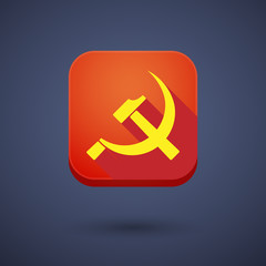 Square long shadow app button with  the communist symbol
