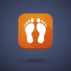 Square long shadow app button with two footprints