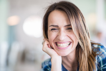 Fototapeta premium Portrait of cheerful woman