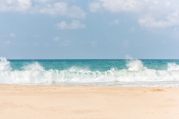 Beautiful beach and tropical sea, Wave of the sea on the sand beach
