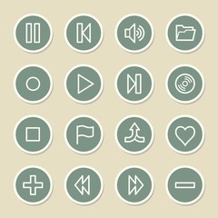 Media player web icons set