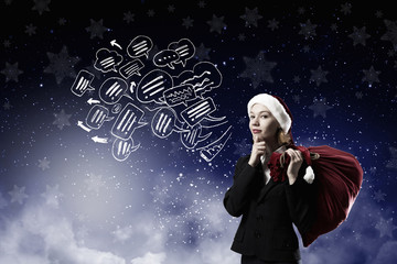 Thoughtful Santa woman