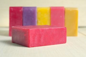 Soap bar flavor with rose, banana, lavender, mango and strawberr