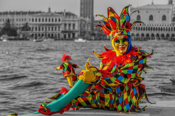 Fototapeta premium Harlelin Karneval Venedig sw col