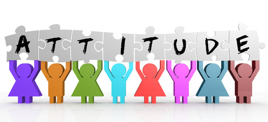 Puppet hold puzzle with attitude word on it