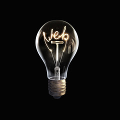 Glass bulb with web word