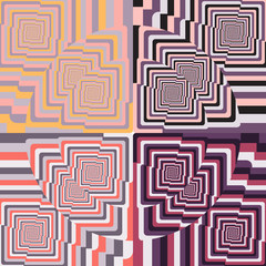 Psychedelic optical illusion colorful vector pattern, repeating modern background