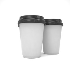 Three paper coffee cups. 3d rendering.