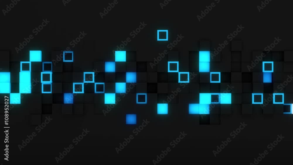 Poster glowing extruded cubes 3d render loopable animation 4k uhd (3840x2160)