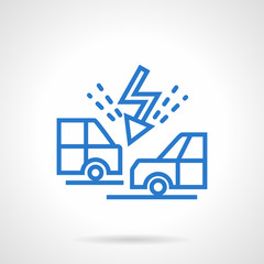 Cars collision blue line vector icon