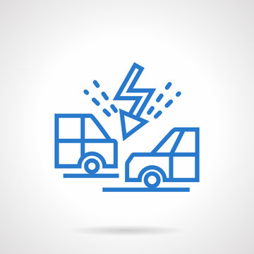 Cars Collision Blue Line Vector Icon