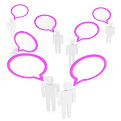 people with talk bubbles isolated over a white background. 3d rendering.