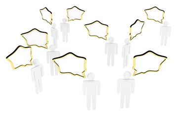people with talk bubbles isolated over a white background. 3d rendering.