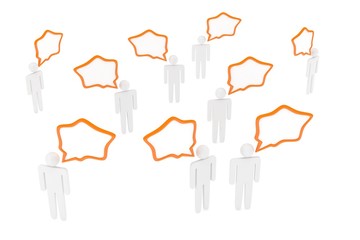 people with talk bubbles isolated over a white background. 3d rendering.
