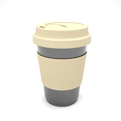 Coffee to go on white. 3d rendering.