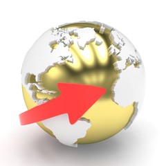 Fototapeta premium Arrow and Earth globe. 3d render