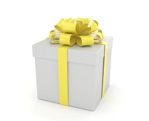 gift box with bows isolated on white. 3d rendering.