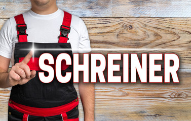 schreiner touchscreen wird von handwerker gezeigt