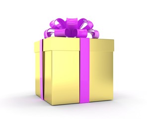 gift box with bows isolated on white. 3d rendering.